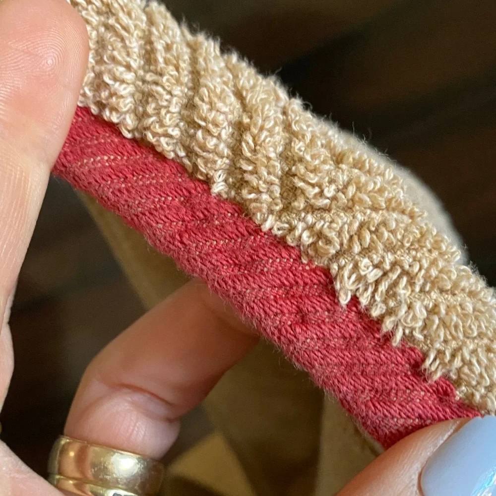 Lauren Ralph Lauren Tan and Red Striped  Hand Towel